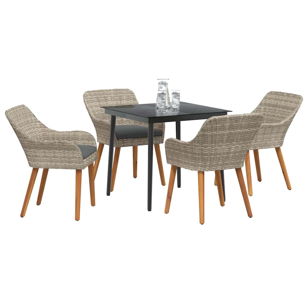 Dining Set Light grey Poly rattan