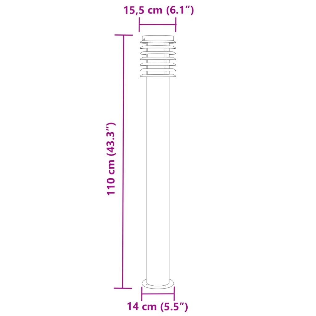 Outdoor Floor Lamps 3pcs Black 110cm Stainless Steel