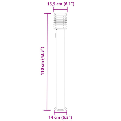 Outdoor Floor Lamps with Outlet 3pcs Silver 110cm Stainless Steel