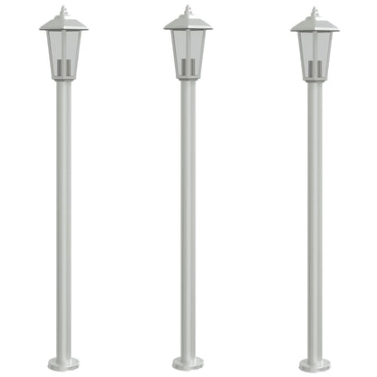 Outdoor Floor Lamps 3pcs Silver 120 cm Stainless Steel