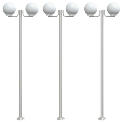 Outdoor Floor Lamps 3pcs Silver 215 cm Stainless Steel