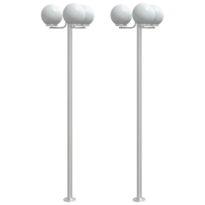 Outdoor Floor Lamps 2 pcs Silver 215 cm Stainless Steel