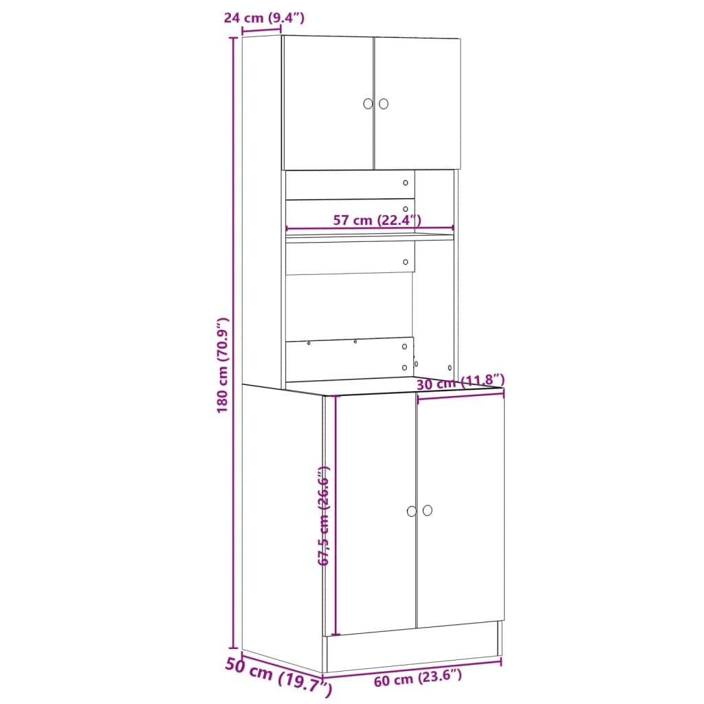 Kitchen Cabinet Grey Sonoma 60x50x180 cm Engineered Wood