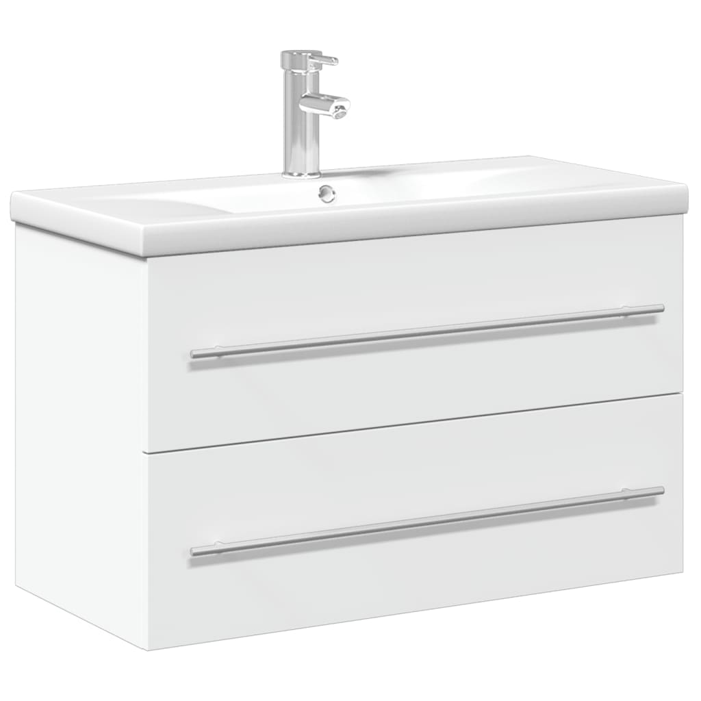 Bathroom Sink Cabinet with Built-in Basin White
