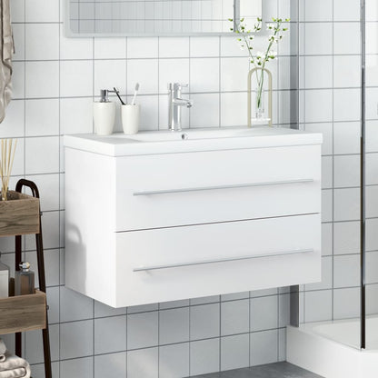 Bathroom Sink Cabinet with Built-in Basin White