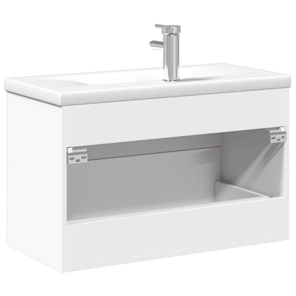 Bathroom Sink Cabinet with Built-in Basin White