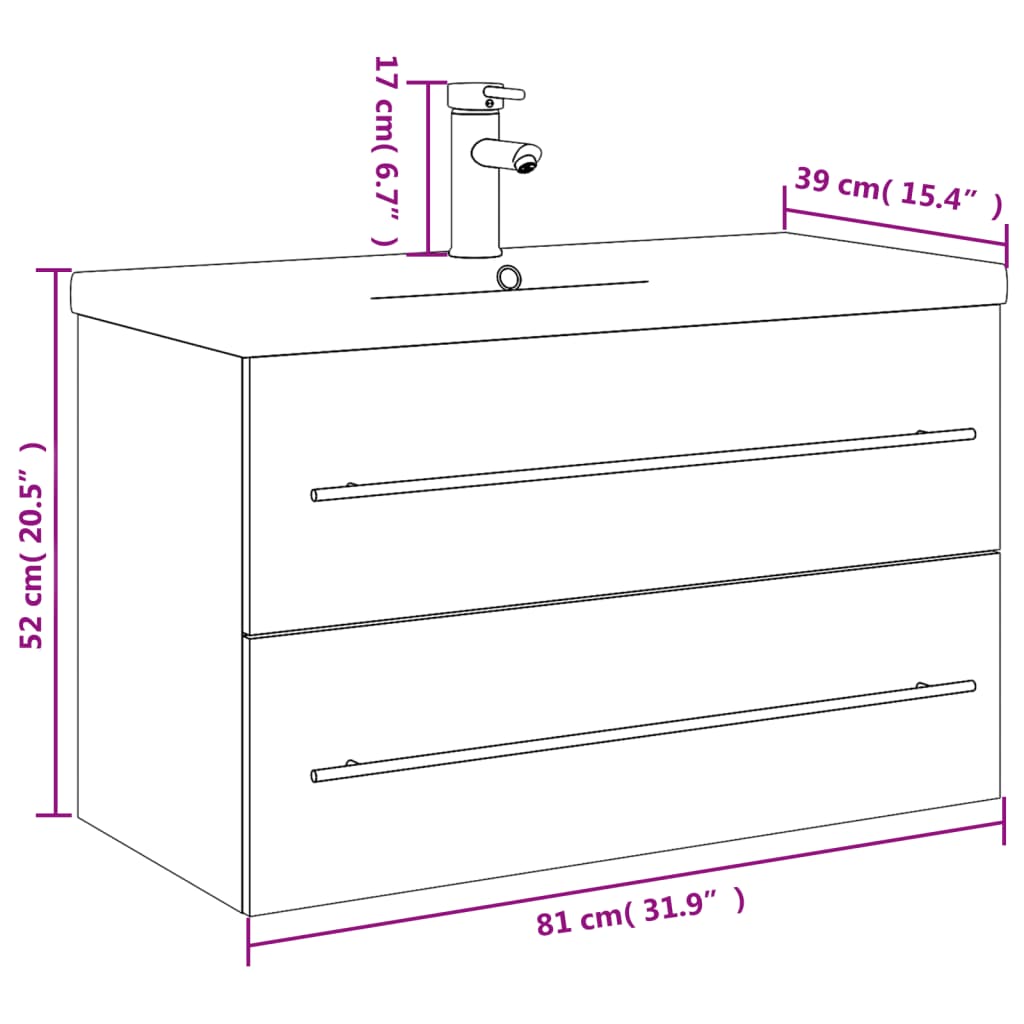 Bathroom Sink Cabinet with Built-in Basin White