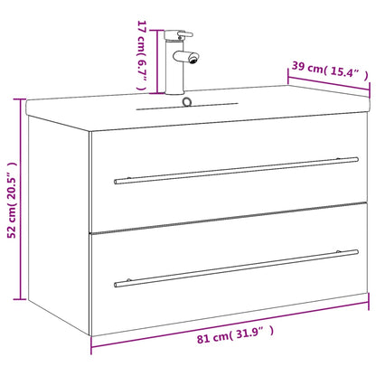 Bathroom Sink Cabinet with Built-in Basin White