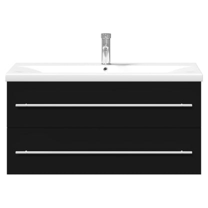 Bathroom Sink Cabinet with Built-in Basin Black