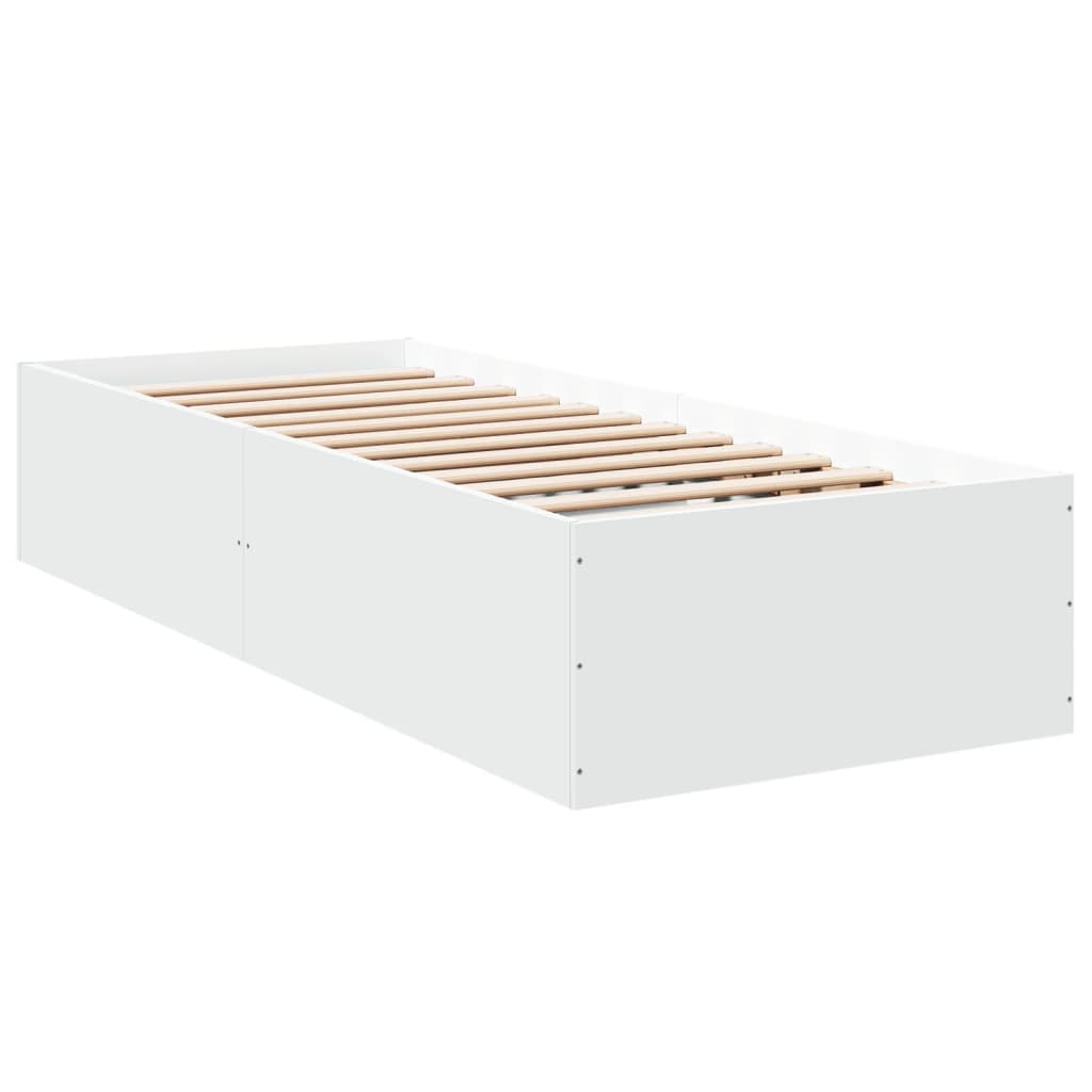 Bed Frame without Mattress White 75x190 cm Small Single Engineered Wood