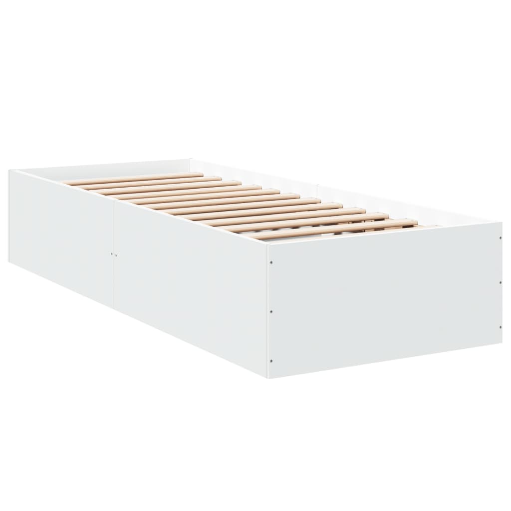 Bed Frame without Mattress White 75x190 cm Small Single Engineered Wood