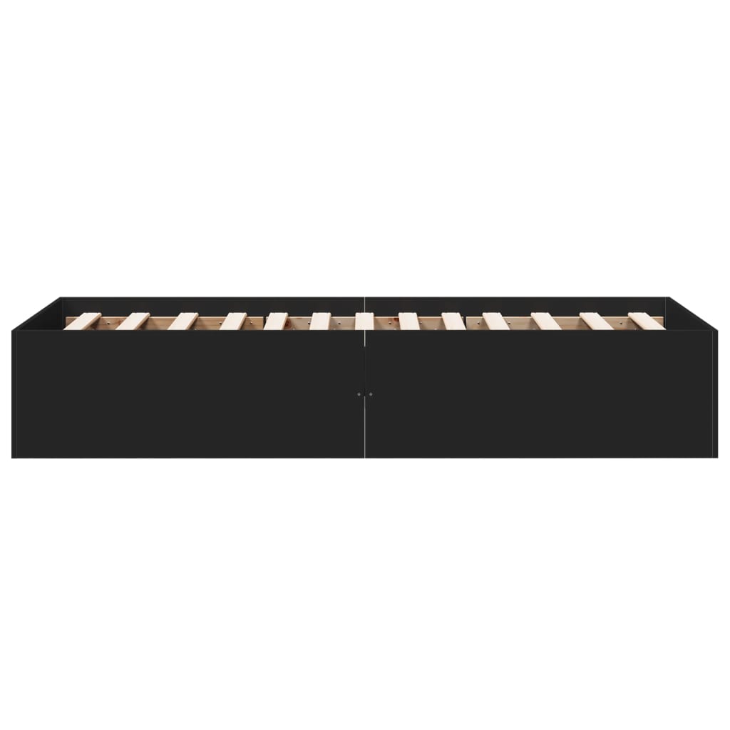 Bed Frame without Mattress Black 75x190 cm Small Single Engineered Wood