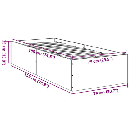 Bed Frame without Mattress Black 75x190 cm Small Single Engineered Wood