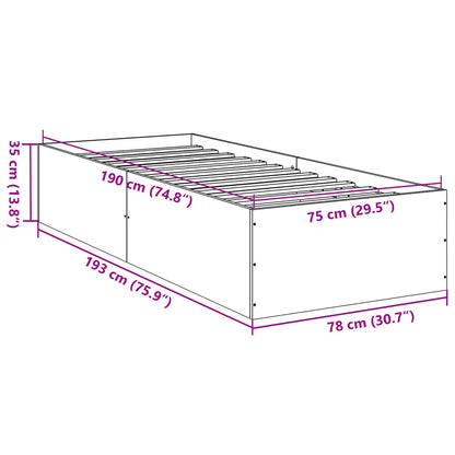 Bed Frame without Mattress Concrete Grey 75x190 cm Small Single