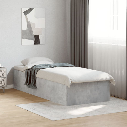 Bed Frame without Mattress Concrete Grey 75x190 cm Small Single