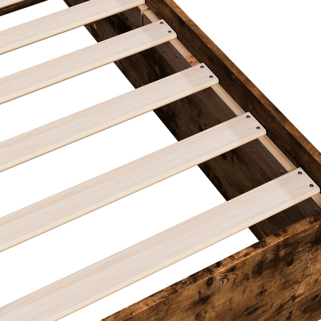 Bed Frame without Mattress Smoked Oak 75x190 cm Small Single Engineered Wood