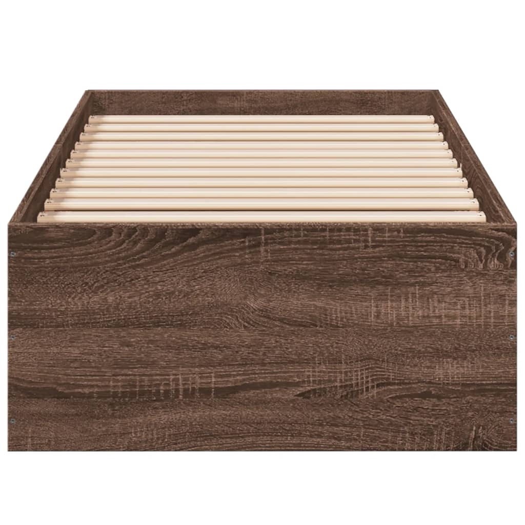 Bed Frame without Mattress Brown Oak 75x190 cm Small Single Engineered Wood
