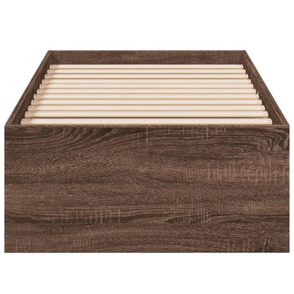 Bed Frame without Mattress Brown Oak 75x190 cm Small Single Engineered Wood