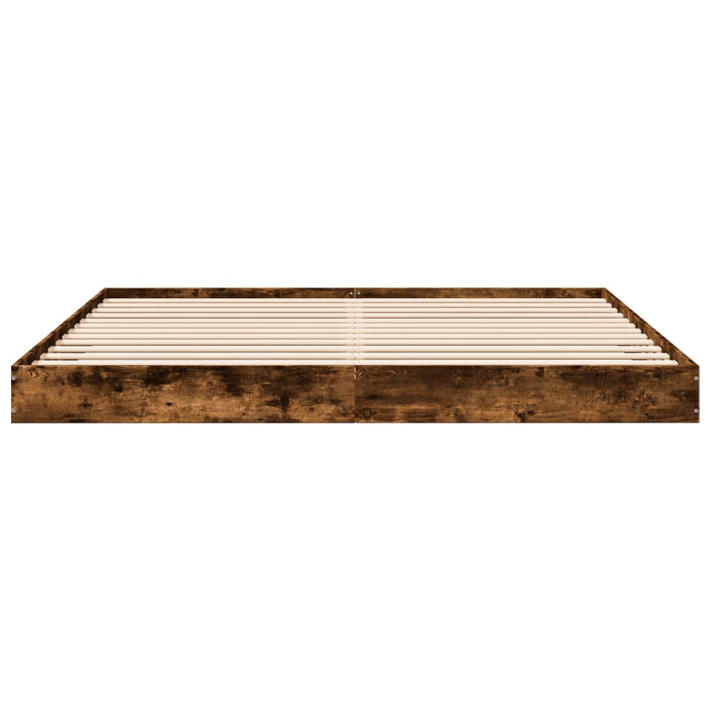 Bed Frame without Mattress Smoked Oak 180x200 cm Super King Engineered Wood