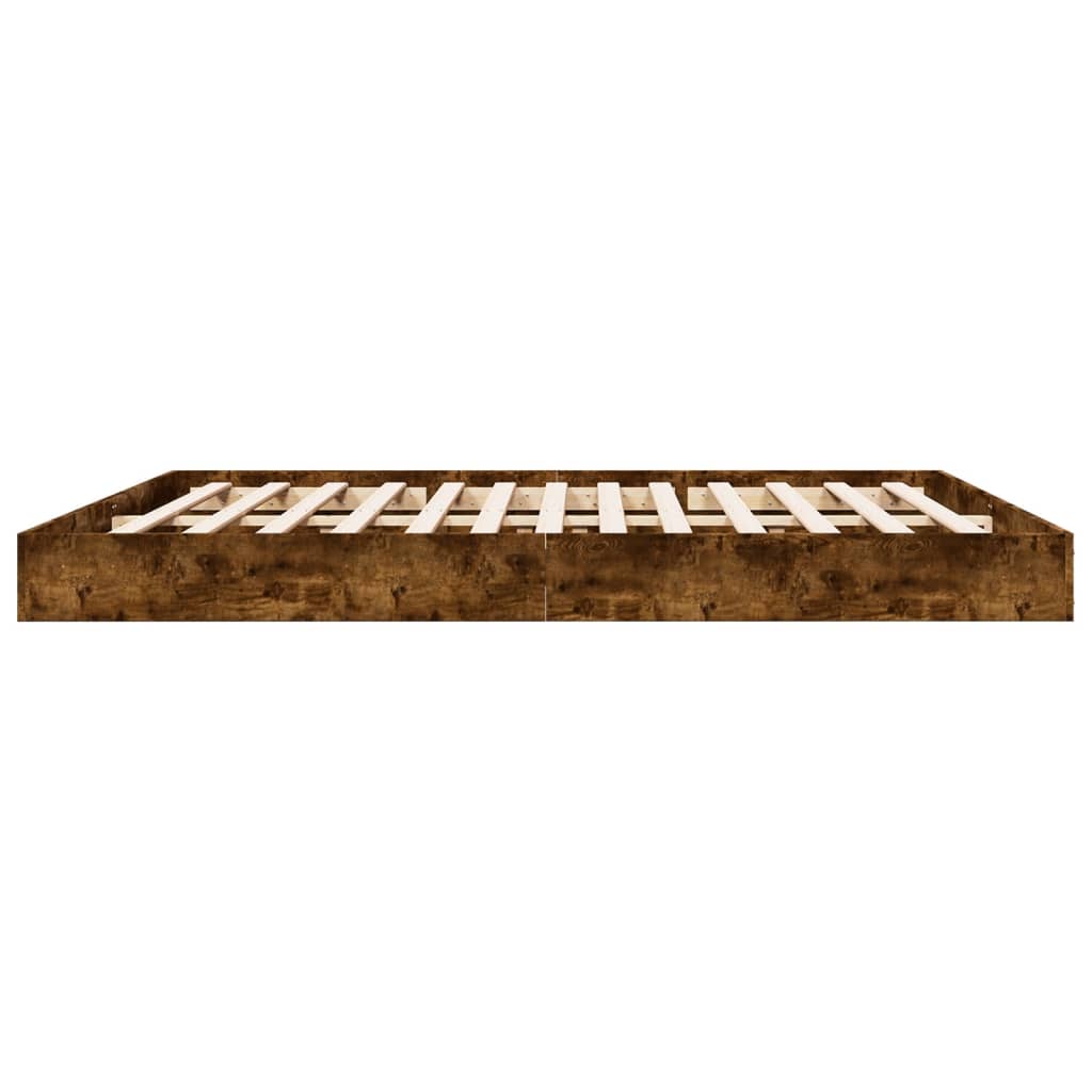 Bed Frame without Mattress Smoked Oak 180x200 cm Super King Engineered Wood