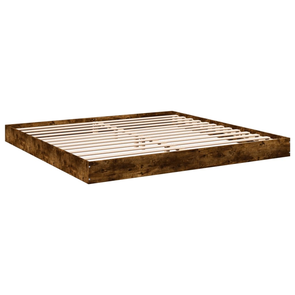 Bed Frame without Mattress Smoked Oak 180x200 cm Super King Engineered Wood