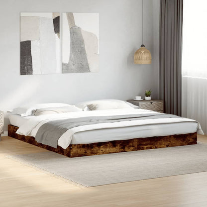 Bed Frame without Mattress Smoked Oak 180x200 cm Super King Engineered Wood