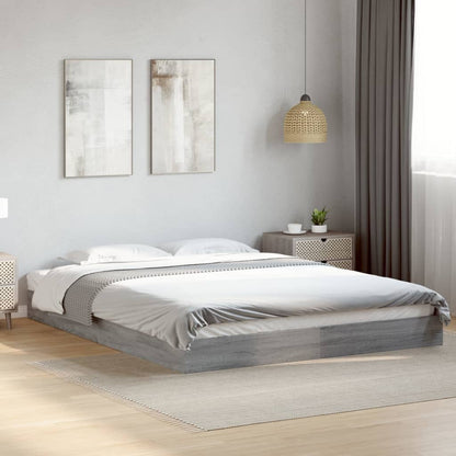 Bed Frame without Mattress Grey Sonoma 150x200 cm King Size Engineered Wood
