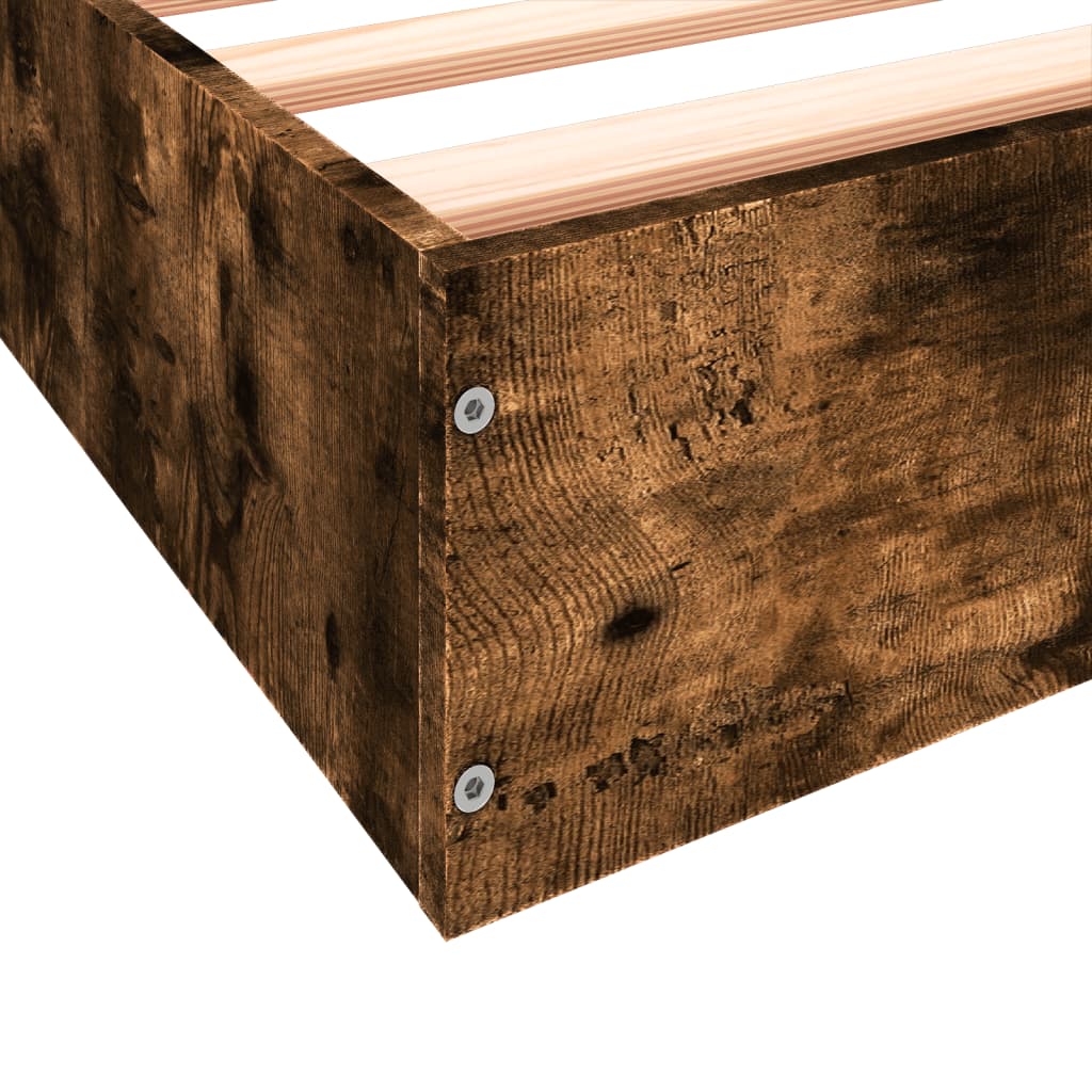 Bed Frame without Mattress Smoked Oak 140x200 cm Engineered Wood