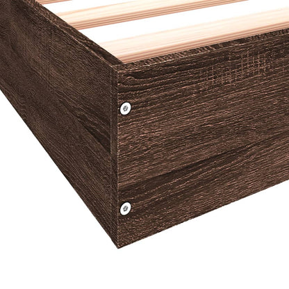 Bed Frame without Mattress Brown Oak 100x200 cm Engineered Wood