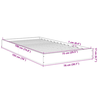 Bed Frame without Mattress Black 75x190 cm Small Single Engineered Wood