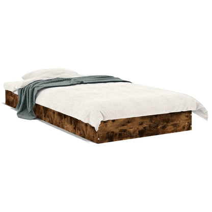 Bed Frame without Mattress Smoked Oak 75x190 cm Small Single Engineered Wood