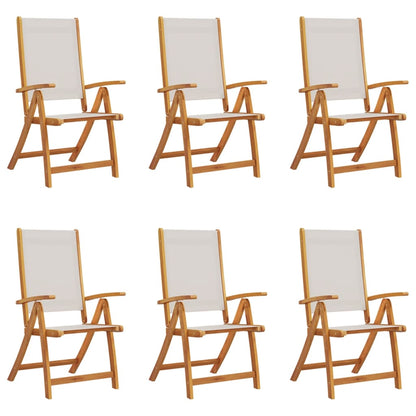 Folding Garden Chairs 6 pcs Solid Wood Acacia and Textilene
