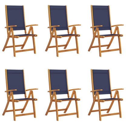 Folding Garden Chairs 6 pcs Solid Wood Acacia and Textilene