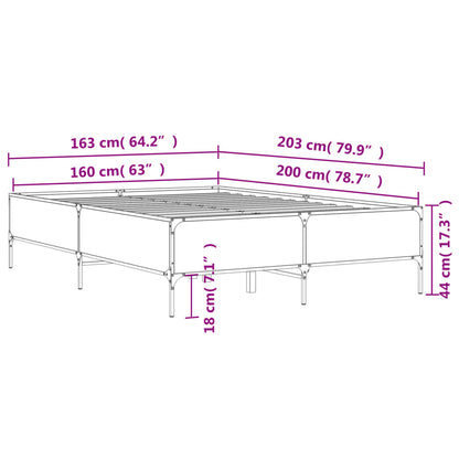 Bed Frame without Mattress Grey Sonoma 160x200 cm