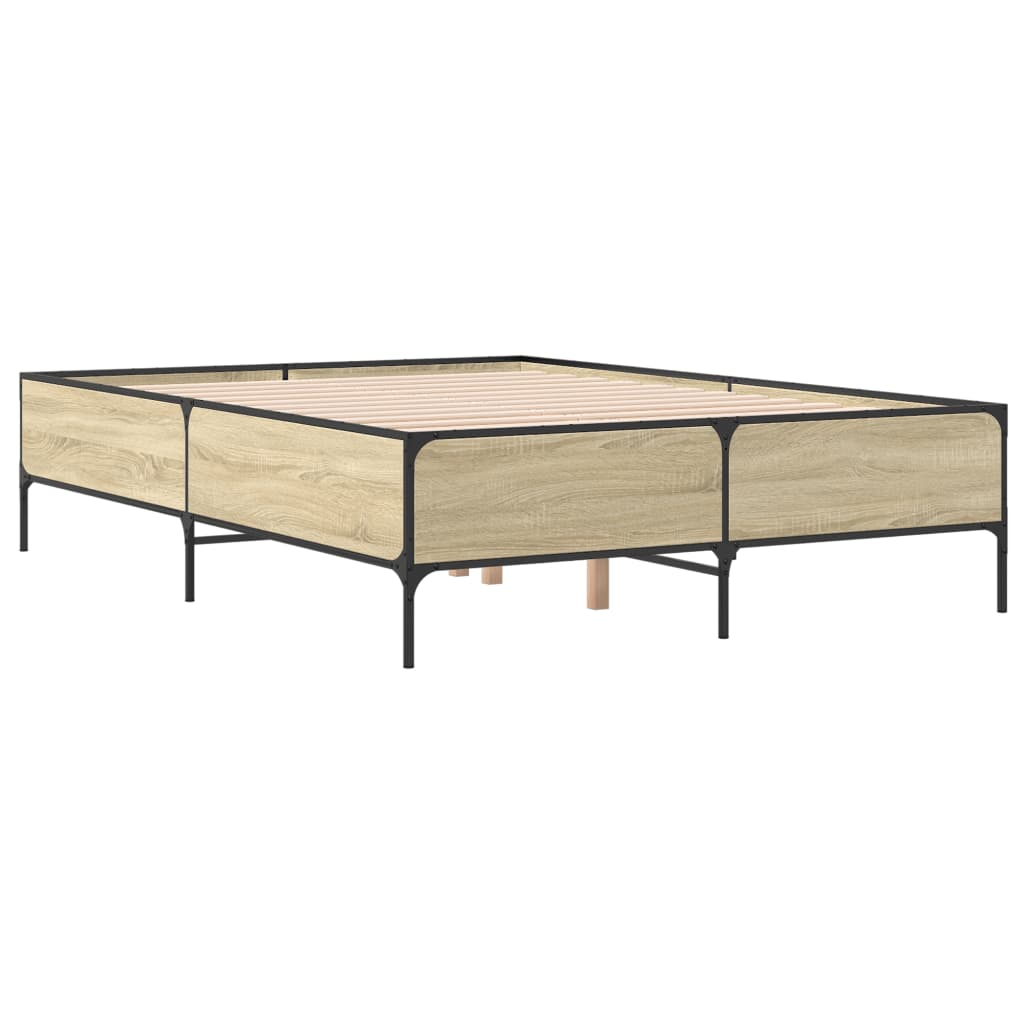 Bed Frame without Mattress Sonoma Oak 140x200 cm