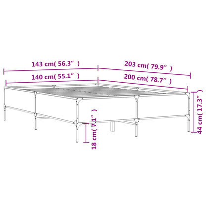 Bed Frame without Mattress Sonoma Oak 140x200 cm