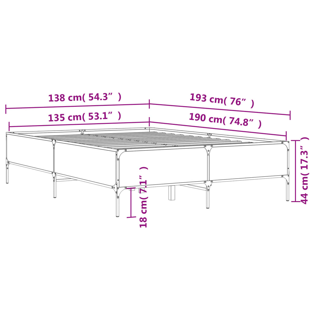 Bed Frame without Mattress Black 135x190 cm Double