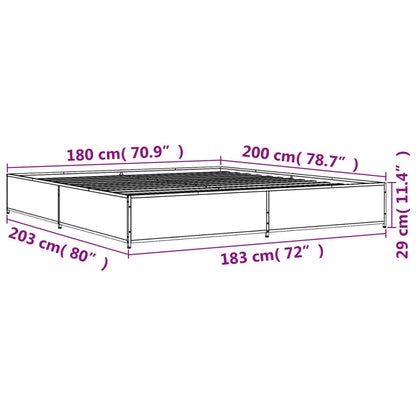 Bed Frame without Mattress Sonoma Oak 180x200 cm Super King