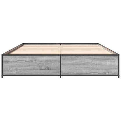 Bed Frame without Mattress Grey Sonoma 150x200 cm King Size
