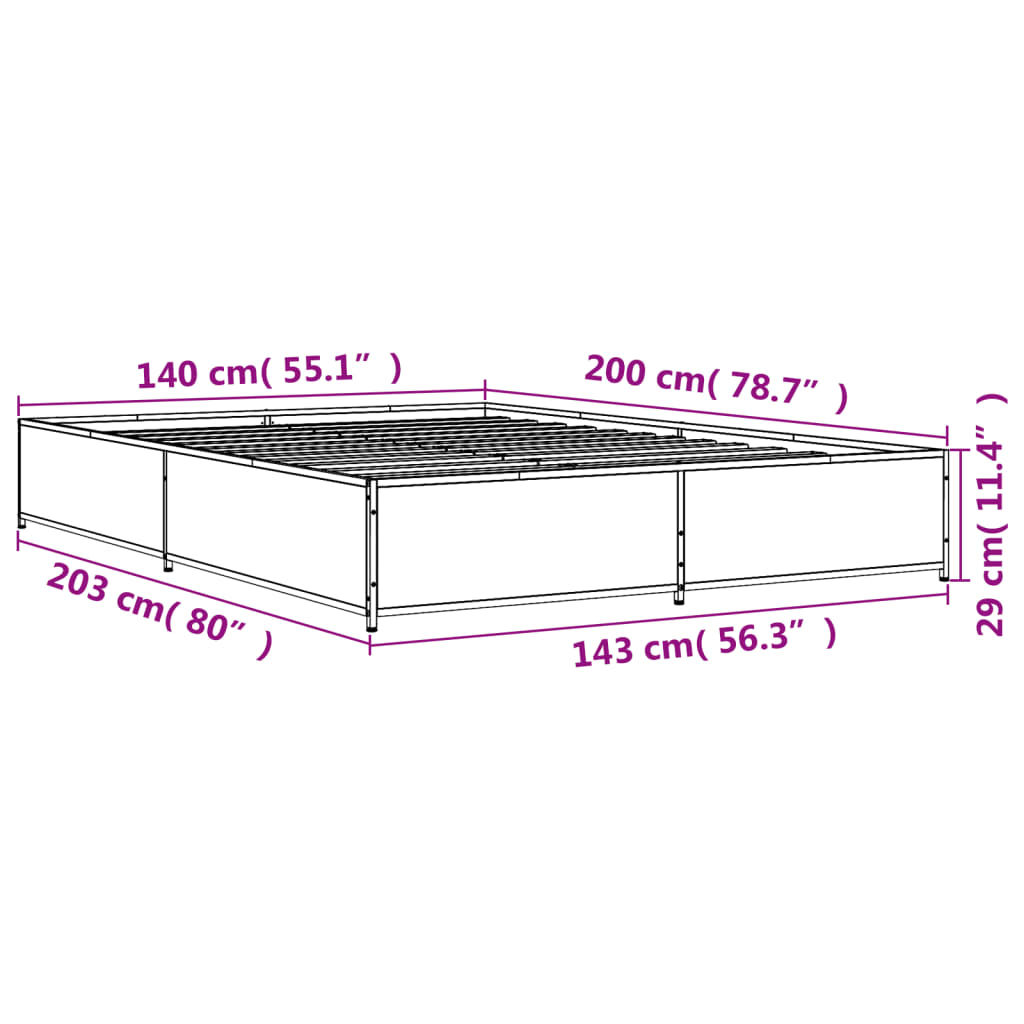 Bed Frame without Mattress Sonoma Oak 140x200 cm