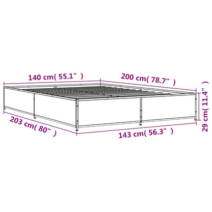 Bed Frame without Mattress Grey Sonoma 140x200 cm