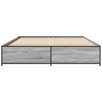 Bed Frame without Mattress Grey Sonoma 135x190 cm Double