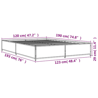 Bed Frame without Mattress Brown Oak 120x190 cm Small Double