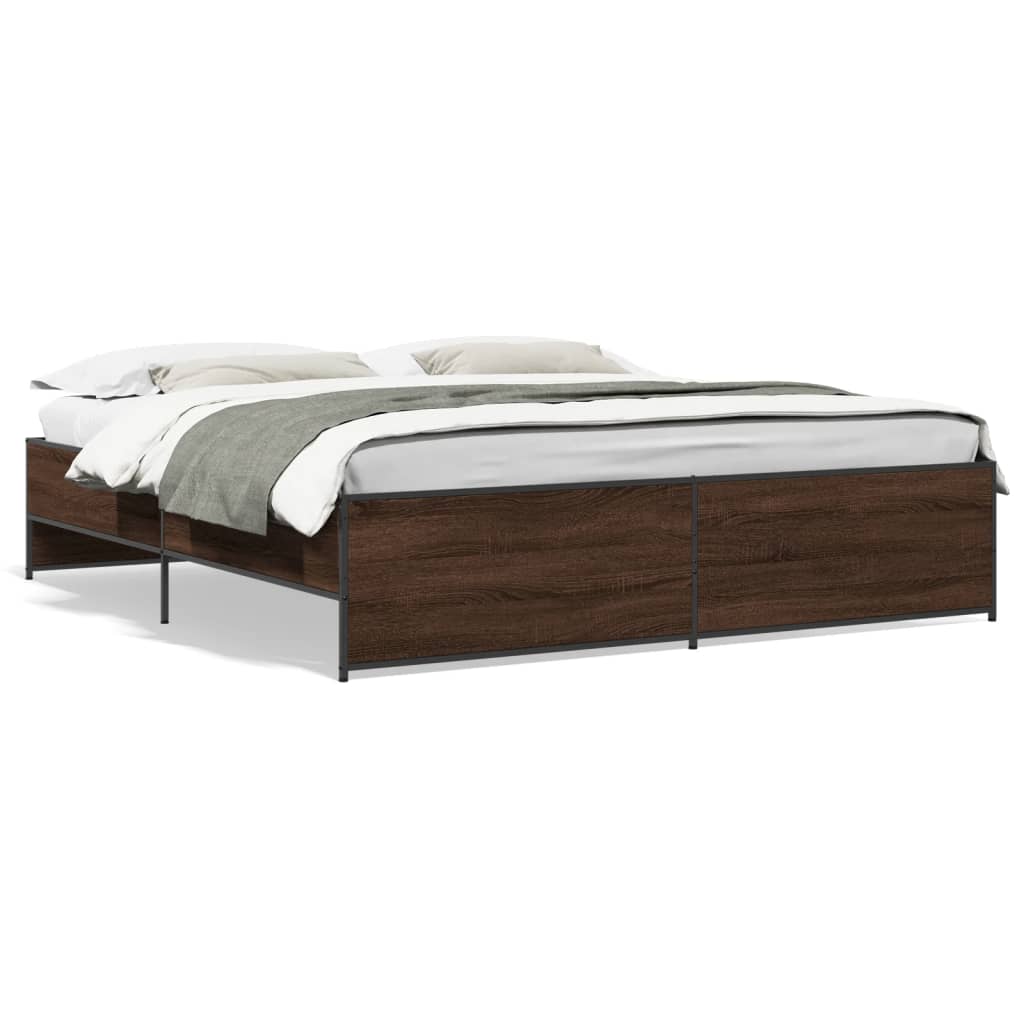 Bed Frame without Mattress Brown Oak 180x200 cm Super King