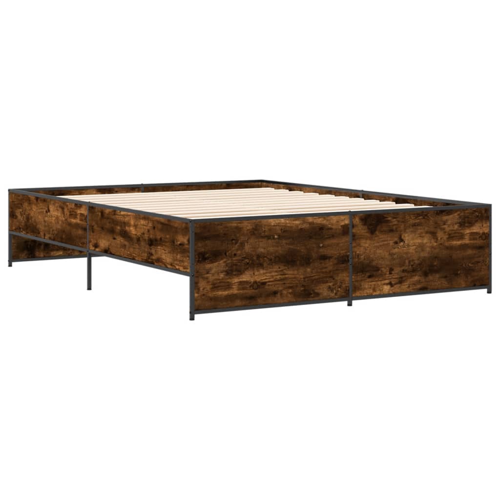 Bed Frame without Mattress Smoked Oak 150x200 cm King Size