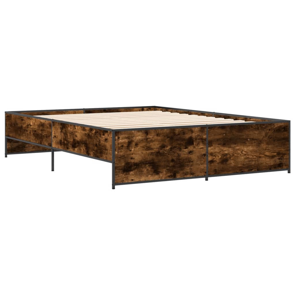 Bed Frame without Mattress Smoked Oak 150x200 cm King Size