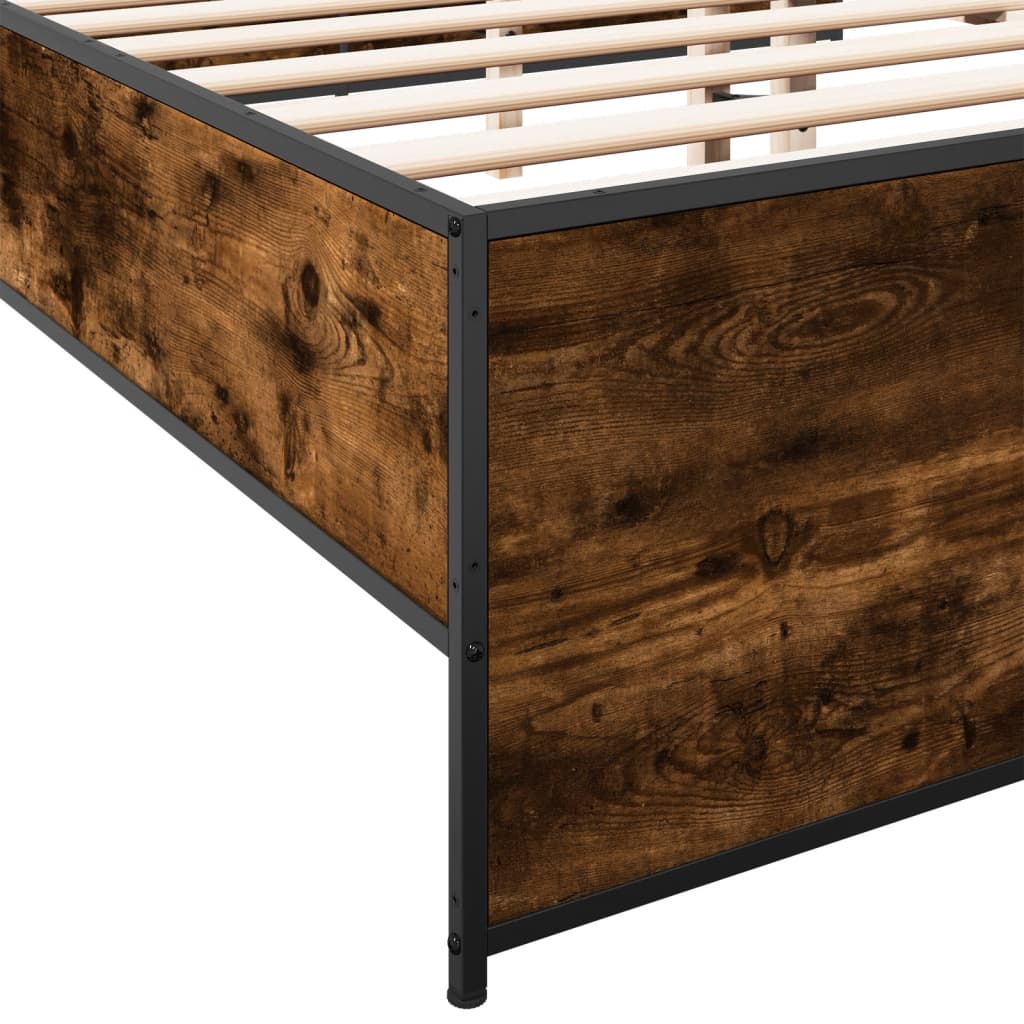 Bed Frame without Mattress Smoked Oak 150x200 cm King Size