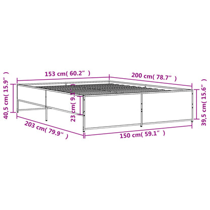 Bed Frame without Mattress Smoked Oak 150x200 cm King Size