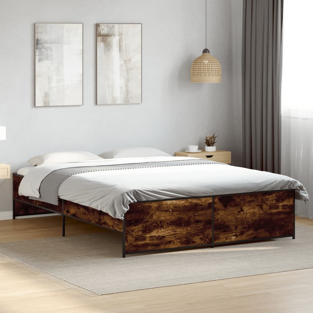 Bed Frame without Mattress Smoked Oak 150x200 cm King Size