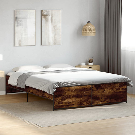Bed Frame without Mattress Smoked Oak 150x200 cm King Size